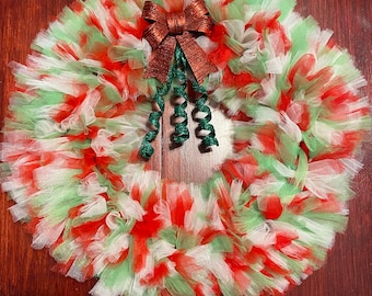 Extra Full Christmas Colors Tulle Wreath