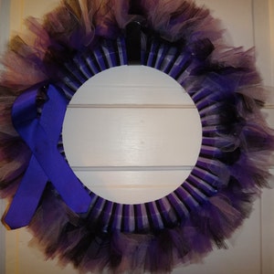 Purple Ribbon Awareness Black and Purple Tulle Wreath - Etsy