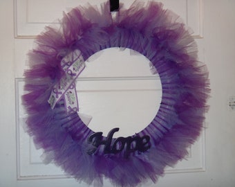 Epilepsy Hope Awareness Ribbon Tulle Wreath