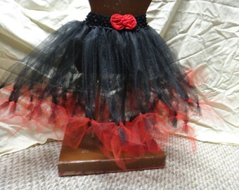 Black and Red Princess Tutu with Detachable Hair clip Bow