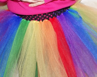 Extra Full Rainbow Tutu with a Crochet Waistband for newborn and up