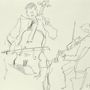 Quartet Series / SCENE 1 / 9 x 12 in. Art Print | modern abstract violin violinist musician wall art