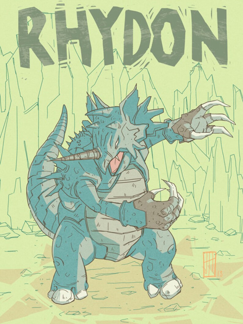 Rhydon | Pokemon | 9 X 12 in Art Prints | 90's Nostalgic Collection ...