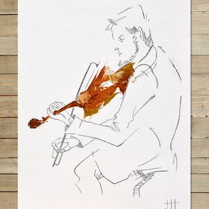 Quartet Series / 4 of 4 / 8.5 x 11 in. Art Print | modern abstract violin violinist musician wall art