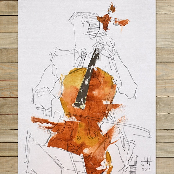 Quartett Serie / 3 von 4 / 20 x 22 cm. Kunstdruck | Moderne abstrakte Violine Violine Musiker Wandkunst