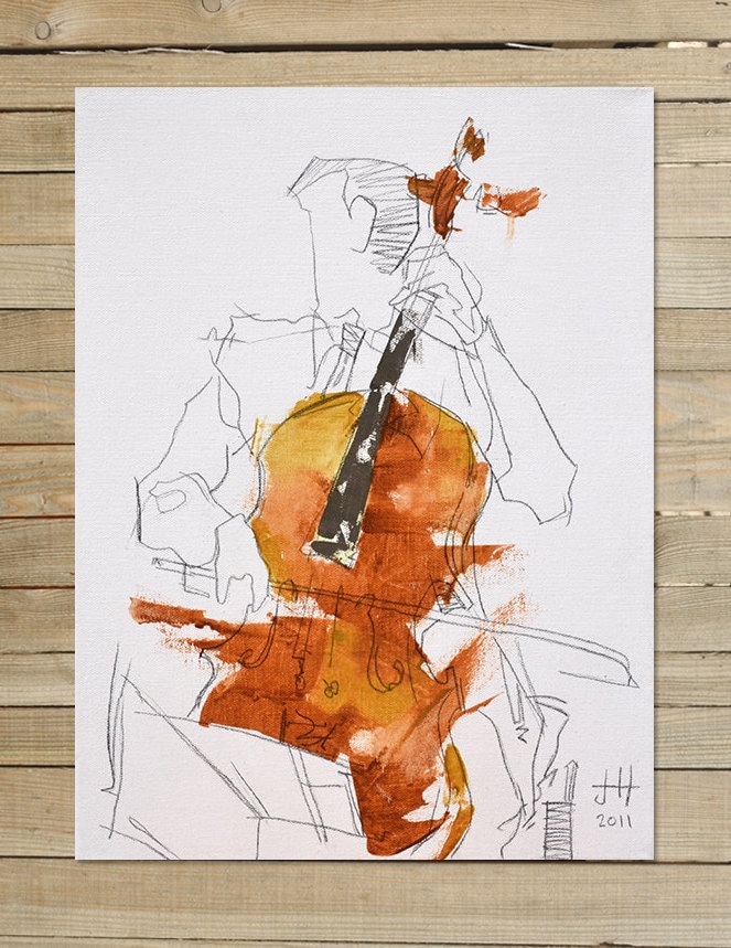 Quartet Series / 3 of 4 / 8.5 x 11 in. Art Print | modern abstract violin violinist musician wall art