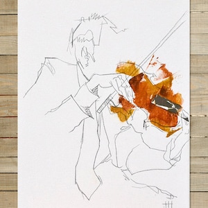 Quartet Series / 2 of 4 / 8.5 x 11 in. Art Print | modern abstract violin violinist musician wall art