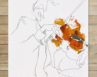 Quartet Series / 2 of 4 / 8.5 x 11 in. Art Print | modern abstract violin violinist musician wall art