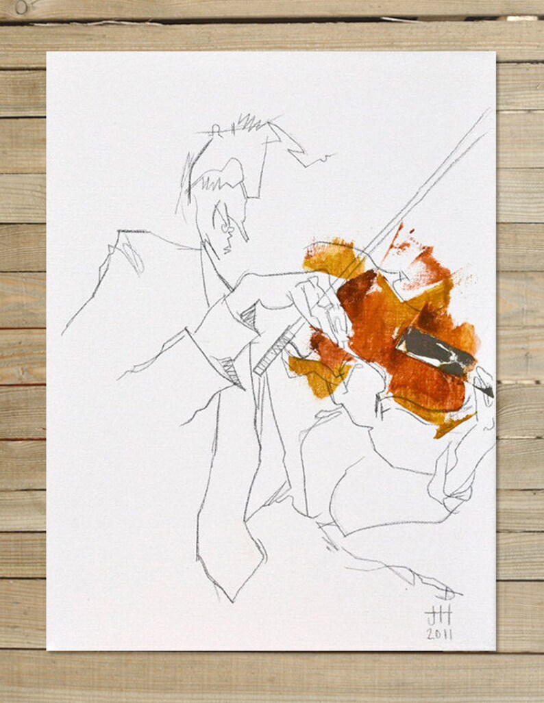 Quartet Series / 2 of 4 / 8.5 x 11 in. Art Print modern abstract violin violinist musician wall art image 1