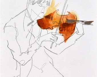 Quartet Full Series / 4 prints | modern abstract violin violinist musician wall art