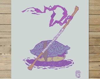 Donatello - TMNT series | 9 x 12 Art Print |  unique japanese teenage mutant ninja ink purple drawing