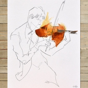 Quartet Series / 1 of 4 | 8.5 x 11 in. Art Print | modern abstract violin violinist musician wall art