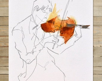 Quartet Series / 1 of 4 | 8.5 x 11 in. Art Print | modern abstract violin violinist musician wall art