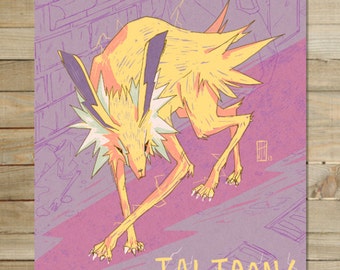 Jolteon | Pokemon Scarlet / 9 x 12 in. eevee nintendo 90's nostalgia anime gamer fan art print