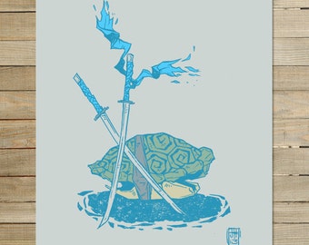 Leo TMNT - Teenage Mutant Ninja Turtles |  9 x 12 in. archival art print  | leonardo fan art japanese anime ink