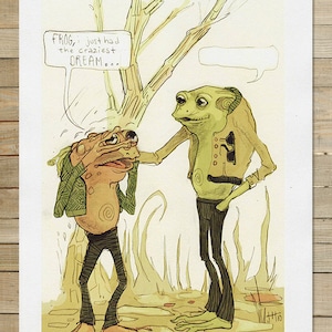 Frog and Toad friends art print / 8.5 x 11 in. | funny hipster kids storybook childrens vintage nostalgia nursery art print
