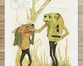 Frog and Toad friends art print / 8.5 x 11 in. | funny hipster kids storybook childrens vintage nostalgia nursery art print