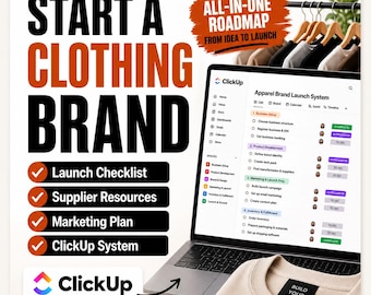 Clothing Brand Launch System | ClickUp Template | Clothing Brand how-to | Fashion Business Planner | Digital Download
