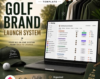 Golf Brand Launch System | ClickUp Template | Golf Apparel Business Planner | Startup Checklist for Golf Brands | Digital Download