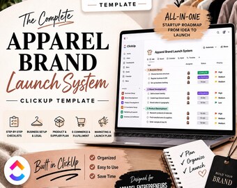 Apparel Brand Launch System | ClickUp Template | Clothing Brand Startup Checklist | Fashion Business Planner | Digital Download