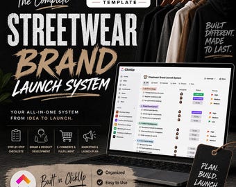 Streetwear Brand Launch System | ClickUp Template | Clothing Brand Startup Planner | Fashion Business Checklist | Digital Download