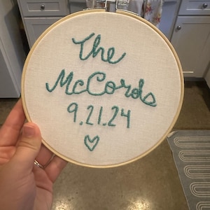 Last Name Embroidery Hoop