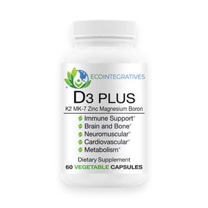 D3 Plus with K2 MK-7, Zinc, Magnesium & Boron | Heart Health, Supports Bone, Teeth, Gums, Nervous System, Immune Health | 60 Vegan Capsules