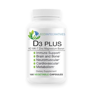 D3 Plus with K2 MK-7, Zinc, Magnesium & Boron | Heart Health, Supports Bone, Teeth, Gums, Nervous System, Immune Health | 180 Vegan Capsules