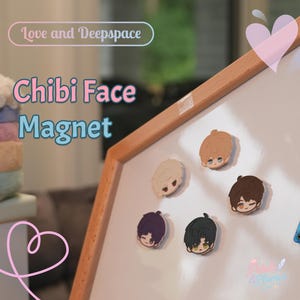 Chibi Face Fridge Magnets | Love and Deepspace Fan Art | Rafayel, Xavier, Zayne, Sylus, Caleb | Handmade Otome Game Merchandise