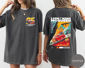 Comfort Colors Two sided Lightning McQueen Shirt, Vintage Comfort Colors, Radiator Springs Tee, Rusteze Cars Design, Family Vacation Apparel