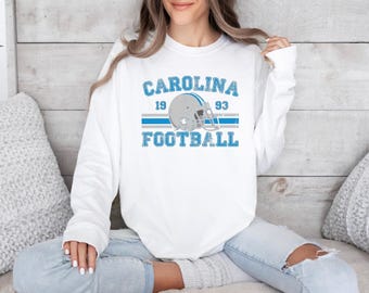 Distressed Carolina Football Shirt Comfort Colors Panthers Football Crewneck Retro Panthers Shirt for Carolina Panthers Football Fan Gift