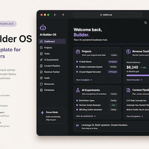 Notion OS for Solopreneurs | Indie Hacker Dashboard | Revenue Tracker, Projects, Idea Vault