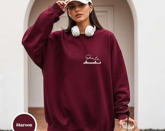 Felpa da pattinaggio sul ghiaccio, regalo per pattinaggio artistico, felpa da skater, maglietta minimalista da skate per adolescenti e adulti