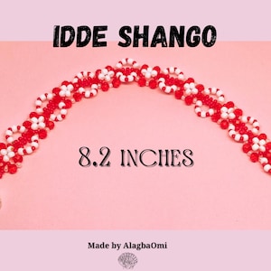 Shango Ide Bracelet – Yoruba Orisha Amulet, Red & White (8.2&quot;)