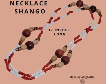 Shango Necklace adorned with wooden. Five Styles