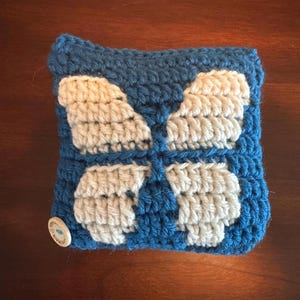 Morpho Butterfly Double-Sided Gothic Mosaic Crochet Mini Decorative Stuffed Pillow