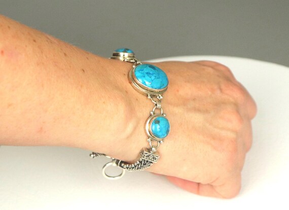 Solid 925 Sterling Silver Southwest Turquoise Col… - image 8