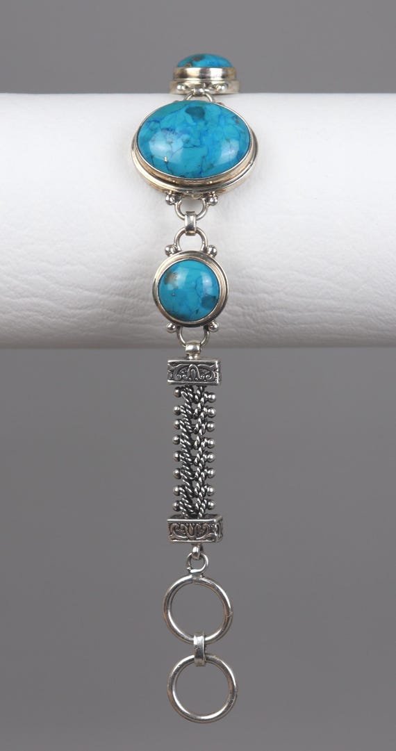 Solid 925 Sterling Silver Southwest Turquoise Col… - image 5