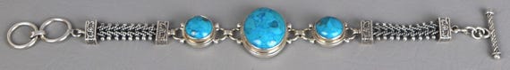 Solid 925 Sterling Silver Southwest Turquoise Col… - image 6