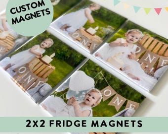 Personalized Photo Magnets, One Year Old Birthday Fridge Magnets, Personalized Gift, Picture Magnet, Birthday Magnet, Keepsake