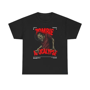 Zombie Apocalypse T-Shirt - Unisex aus schwerer Baumwolle T-Shirt, Halloween-Kleidung, Horror-Fan-Geschenk, Partykleidung, grafisches T-Shirt, Zombie-Liebhaber-Merchandise