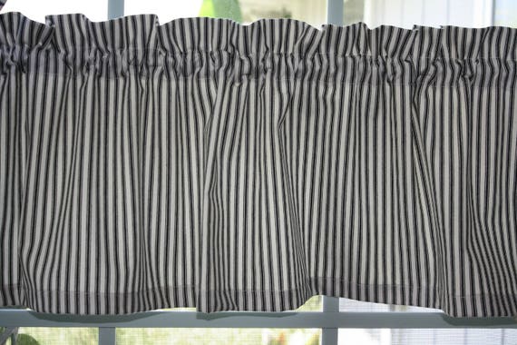 Valance Waverly Black And Ivory Striped Timeless Ticking Etsy