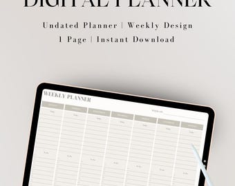 Minimalist Weekly Planner | Horizontal Printable Planner PDF | Digital Weekly Schedule + To-Do List | Undated Weekly Layout