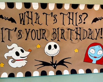 Hand Painted Birthday Kraft Banner: Nightmare Theme