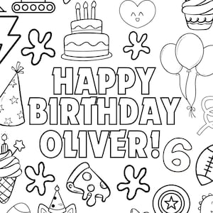 Personalized Birthday Coloring Page: Custom Party Activity (Printable Digital Download)