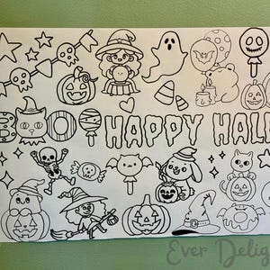 Large Halloween Coloring Page: Kids Art Activity Poster - Etsy