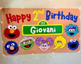 Personalized Hand Painted Kraft Paper Banner: Street Monsters Birthday Party