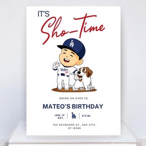 Dodgers Birthday Editable Invitation | Shohei Ohtani Theme | LA Baseball Party Invite | Canva Template | Boy Birthday Invite