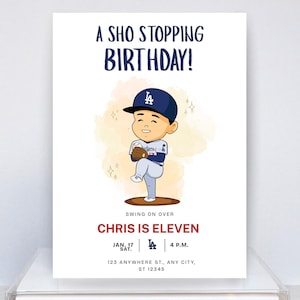 Dodgers Baseball Birthday Invite | Shohei Ohtani Theme Party Printable LA Dodgers Invitation | Boy Sports Party Editable Template