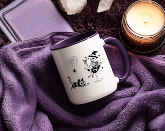 Spooky Cat Mom Mug, Halloween Coffee Mug for Cat Lovers, Cute Black Cat Gift for Cat Moms, Fall Witchy Cat Mom Cup